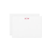 Modern Two Initial Monogram in Red Note Card Mitteilungskarte (Vorderseite/Rückseite Beispiel)