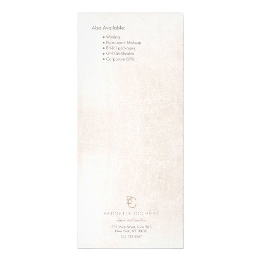 Modern Two Initial Monogram Salon Price List Menu Werbekarte (Hinten)
