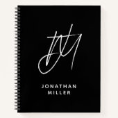 Modern Two Initial Script Monogram Personalisiert Notizblock (Vorderseite)