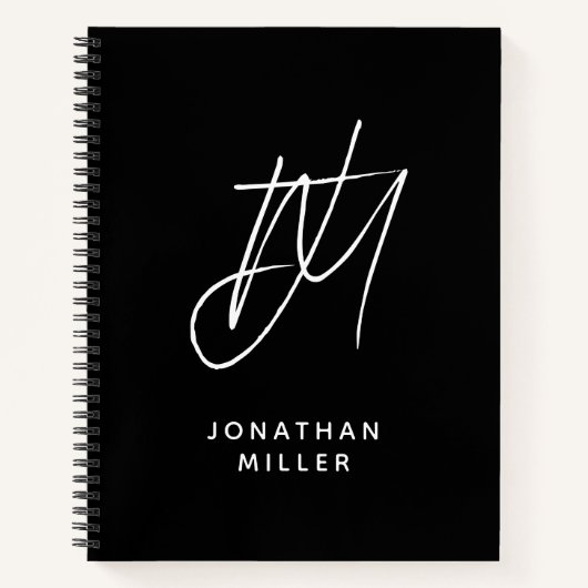 Modern Two Initial Script Monogram Personalisiert Notizblock (Vorderseite)