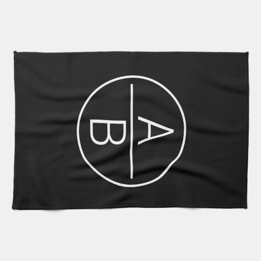 Modern Two Initials Monogramm Geschirrtuch (Horizontal)