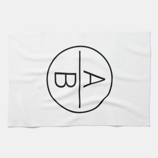 Modern Two Initials Monogramm Geschirrtuch (Horizontal)