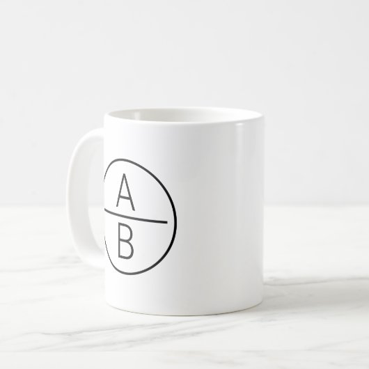 Modern Two Initials Monogramm Kaffeetasse (Vorderseite Links)