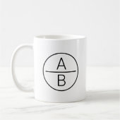 Modern Two Initials Monogramm Kaffeetasse (Links)