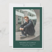 Modern Two Photo Green and White Graduation Party Einladung (Vorderseite)