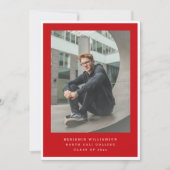 Modern Two Photo Red and White Graduation Party Einladung (Vorderseite)