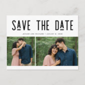 Modern Two Photo Wedding Save the Date Postcard Ankündigungspostkarte (Vorderseite)