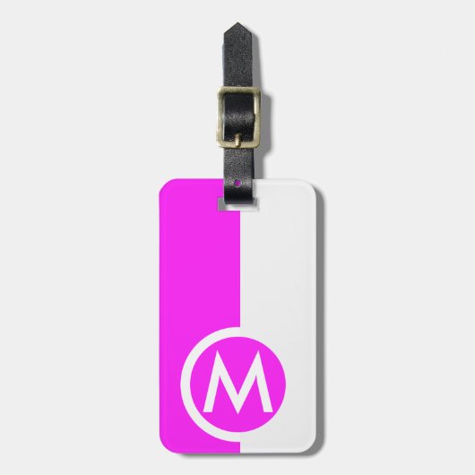 Modern Two Tone Pink Mit Monogramm Gepäckanhänger (Vorderseite vertikal)