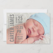 Modern Type Baby Boy Photo Gray Text Birth Ankündigung (Vorderseite)