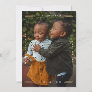 Modern Type Gold Overlay Frame Foto Weihnachten