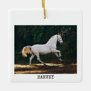 Modern Typewriter Your Horse Photo Christmas Keramikornament