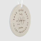 Modern Typografie Brown Cream Save the Date Ornament (Vorderseite)