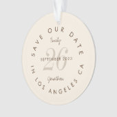 Modern Typografie Brown Cream Save the Date Ornament (Vorderseite)