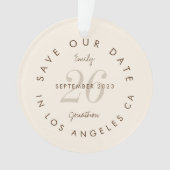 Modern Typografie Brown Cream Save the Date Ornament (Vorderseite)