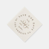 Modern Typografie Brown Cream Save the Date Serviette (Ecke)
