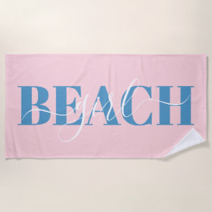 Modern Typografie Drehbuch Rosa Blau Strand Zitat Strandtuch