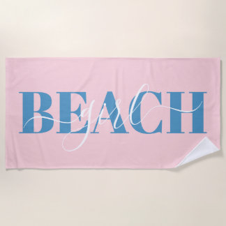 Modern Typografie Drehbuch Rosa Blau Strand Zitat Strandtuch
