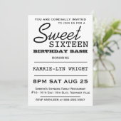 Modern Typografie Poster Style Sweet 16 Party Einladung (Stehend Vorderseite)
