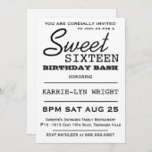 Modern Typografie Poster Style Sweet 16 Party Einladung (Vorne/Hinten)