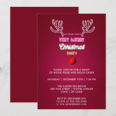 Modern Typografie Red Nose Rentiere Weihnachten Einladung (Vorne/Hinten)