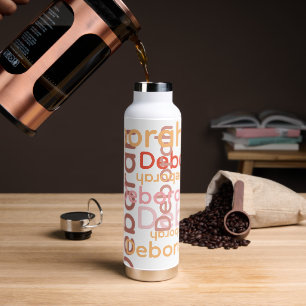Modern Typografie Rosa Name Weiß Trinkflasche
