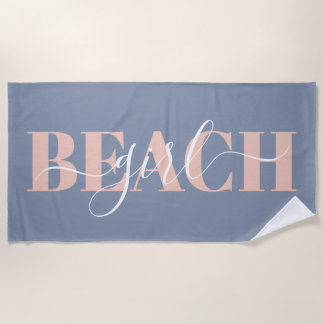 Modern Typografie Skript Blue Pink Beach Zitat Strandtuch