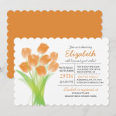 Modern Typografisches Orange Tulip Brautparty Einladung (Vorne/Hinten)