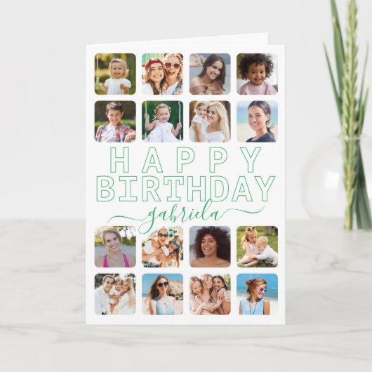 Modern Typografy Birthday Card - Custom Foto Gre Karte (Vorderseite)