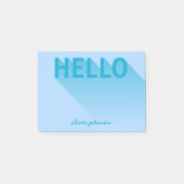 Modern Typografy Blue Hello Post-it Klebezettel (Vorderseite)