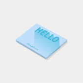 Modern Typografy Blue Hello Post-it Klebezettel (angewinkelt)