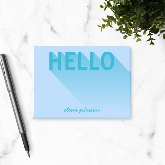 Modern Typografy Blue Hello Post-it Klebezettel