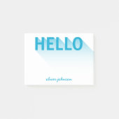 Modern Typografy Blue Hello Post-it Klebezettel (Vorderseite)