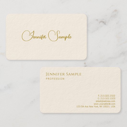 Modern Typografy Business Cards Gold Look Text Visitenkarte (Vorne/Hinten)
