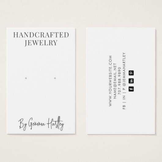Modern Typografy Earring Display Cards (Vorne & Hinten)