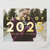 Modern Typografy Foto Overlay Abschluss Gold Folie Einladungspostkarte (Vorderseite)