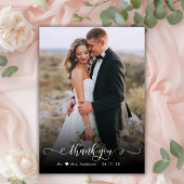 Modern Typografy Foto Wedding Danke Card