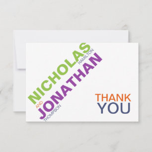 Modern Typografy Gay Wedding Danke Card