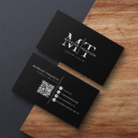 Modern Typografy Monogram Black QR Code