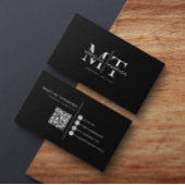 Modern Typografy Monogram Black QR Code Visitenkarte