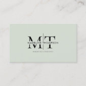 Modern Typografy Monogram Sage Green QR Code Visitenkarte (Vorderseite)