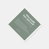 Modern Typografy Sage Green Wedding Fun Fakten Serviette (Ecke)