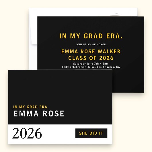 Modern Typographic Grad Era party invitation Einladung