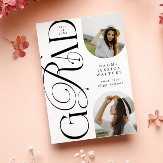 Modern Typography 2 Arch Photo Elegant Graduation Einladung