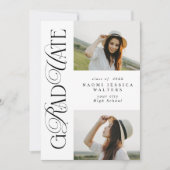 Modern Typography 2 Photos Elegant Graduation Einladung (Vorderseite)