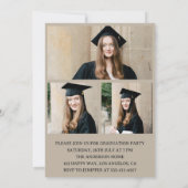Modern Typography 3 Photo Collage Graduation Party Einladung (Rückseite)