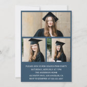 Modern Typography 3 Photo Collage Graduation Party Einladung (Rückseite)