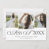 Modern Typography 3 Photos Class of Graduation Einladung (Vorderseite)