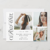 Modern Typography 3 Photos Elegant Graduation Einladung (Vorderseite)