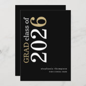 Modern Typography Black 2026 Graduation  Ankündigung (Vorne/Hinten)