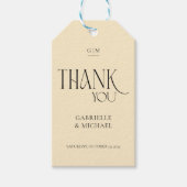 Modern Typography Black Cream Wedding Thank You Geschenkanhänger (Vorderseite)